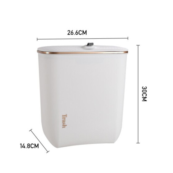 (Kitchen and Bathroom Hanging Trash Bin with Lid) Dimensions: Width 26.6 cm x Depth 14.8 cm x Height 30 cm